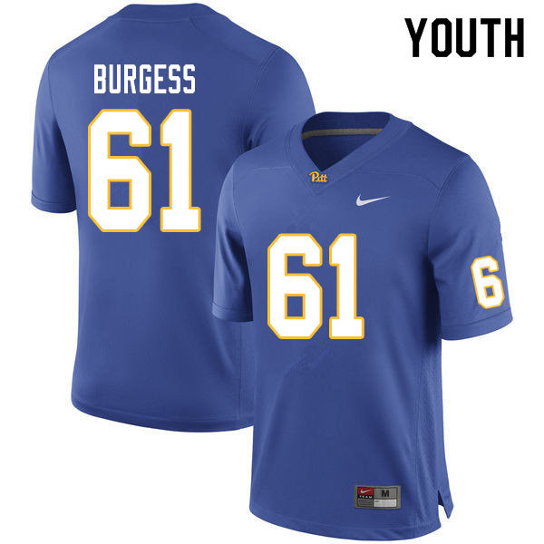 Youth #61 Brian Burgess Pitt Panthers College Football Jerseys Sale-Royal